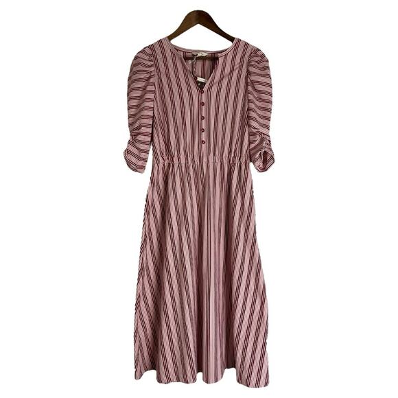 NEW Matilda Jane Valentines Red and Pink Striped Midi Dress Women's Size XS - Picture 1 of 10